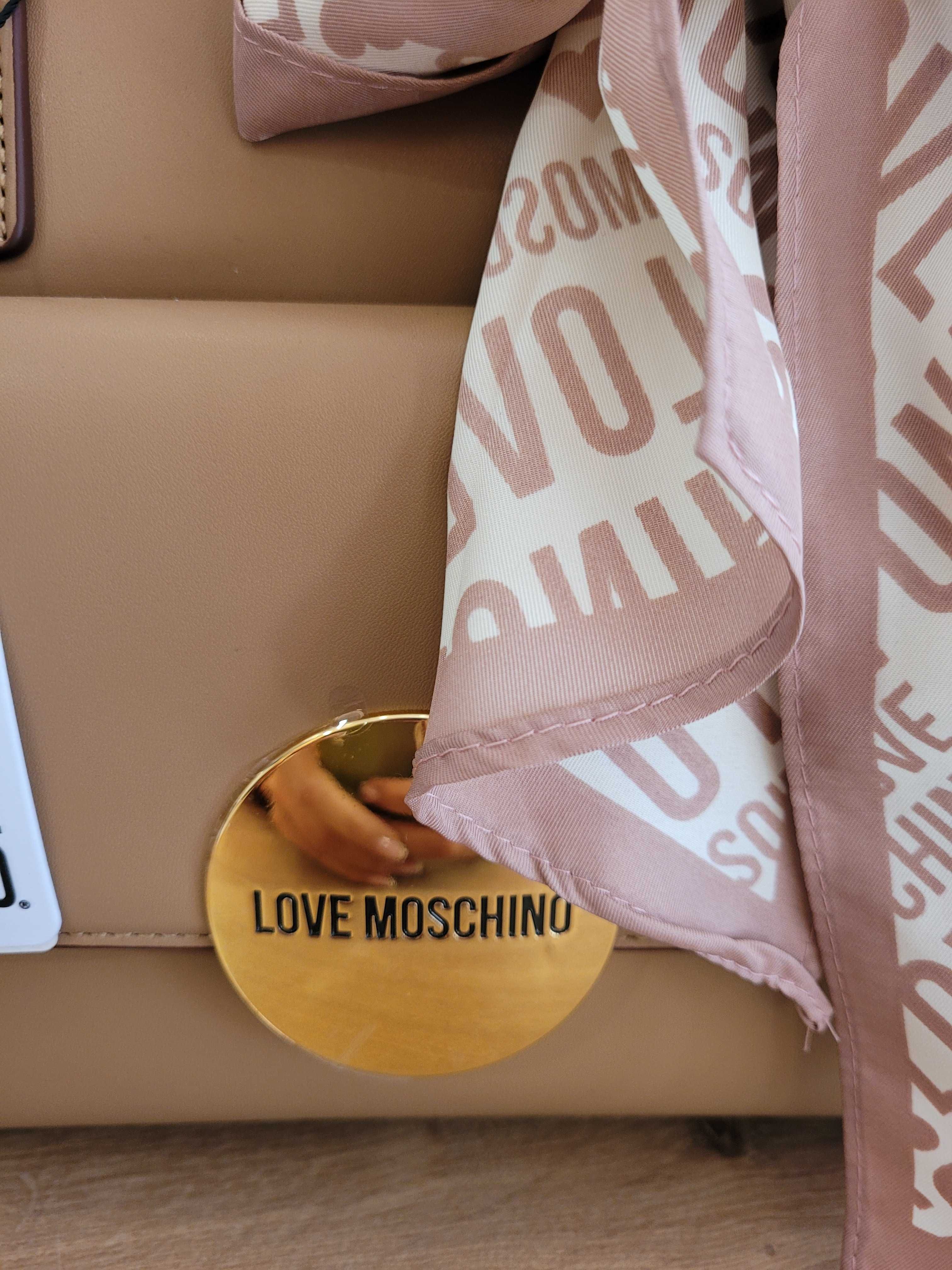 Love Moschino Torebka duża beżowa z apaszką