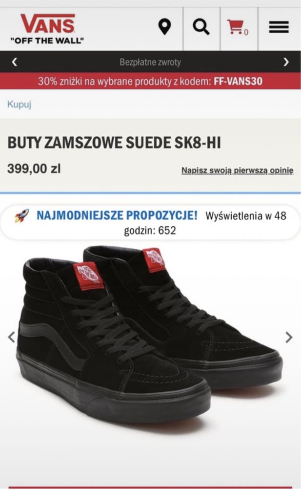 Vansy wysokie trampki zamszowe Vans SK8-Hi