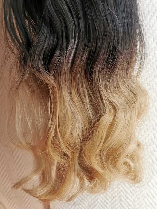 Doczepiane włosy clip in 65 cm ombre brąz blond