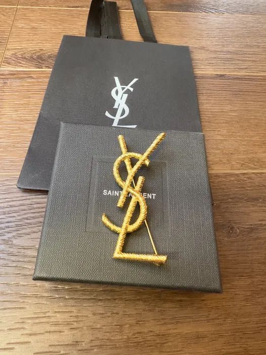 Broszka Zawieszka YSL złota 7 cm