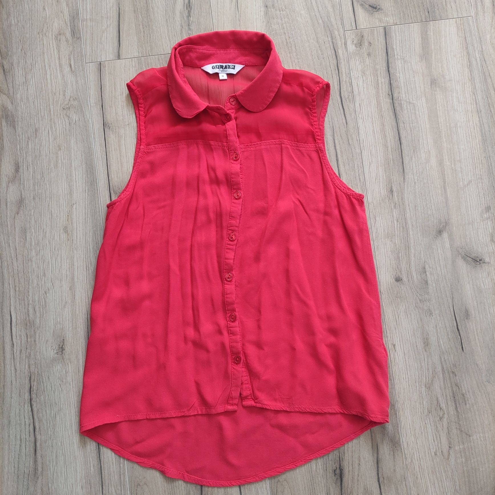 Bluzeczka bluzka letnia zwiewna czerwona r.146