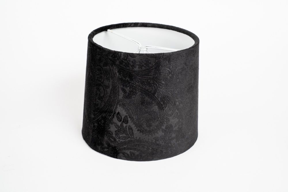 Abażur materiałowy czarny ze wzorem śr. 14 cm