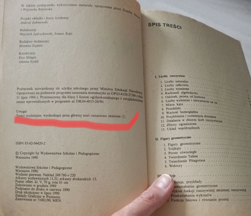 J.Anusiak.Matematyka I dla LO i technikum.Wydanie pierwsze.