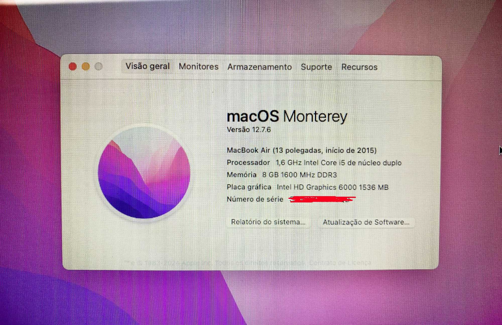 MacBook Air 13 (A1466) - 8GB Ram, 128GB SSD - Com carregador