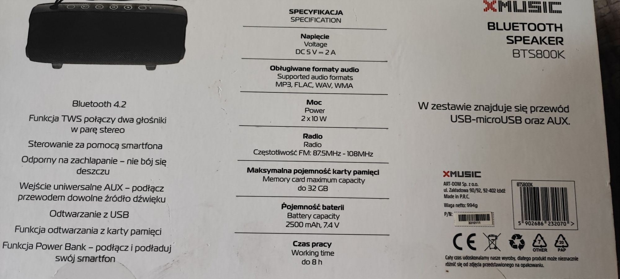 Głośnik przenośny + radio bluetooth