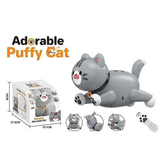 Інтерактивний Котик на радіокеруванні Пушинка сірий, Киця на пульті