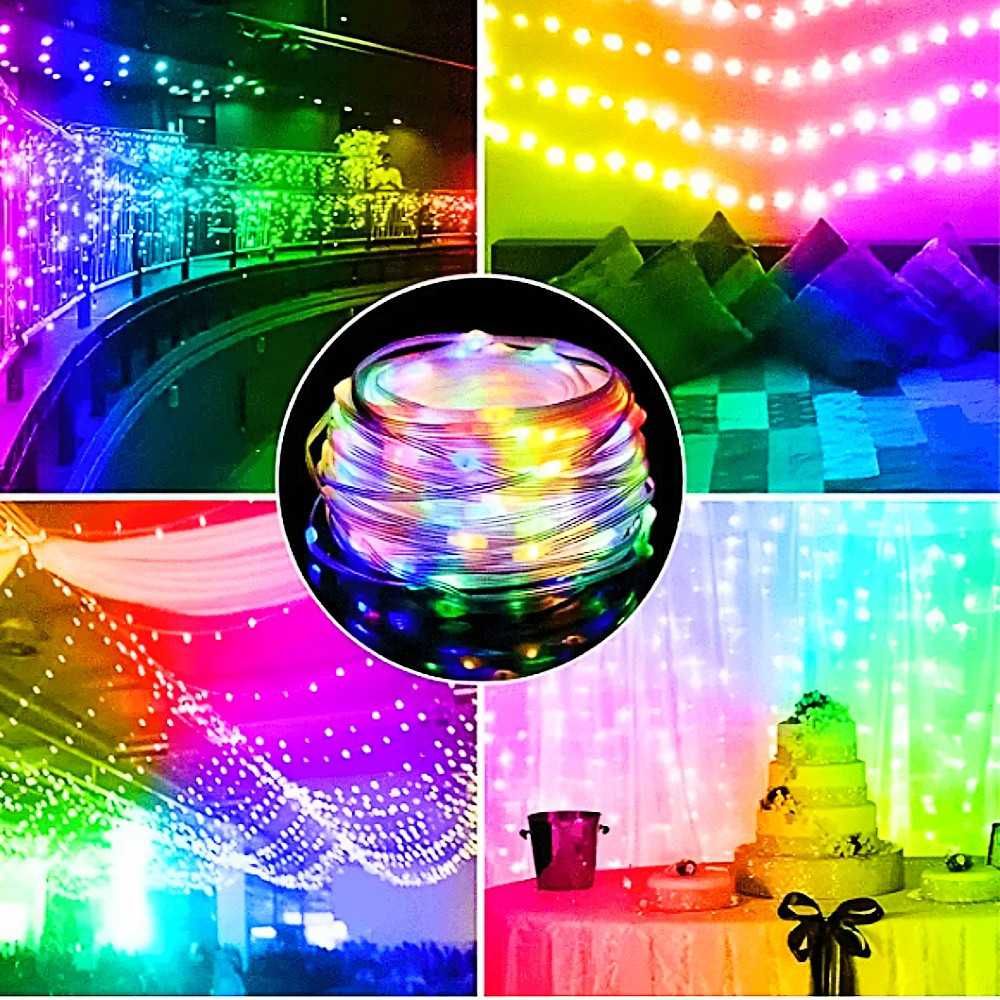 Гирлянда Капля Росы USB LED RGB 10м + Bluetooth + Микрофон + Пульт