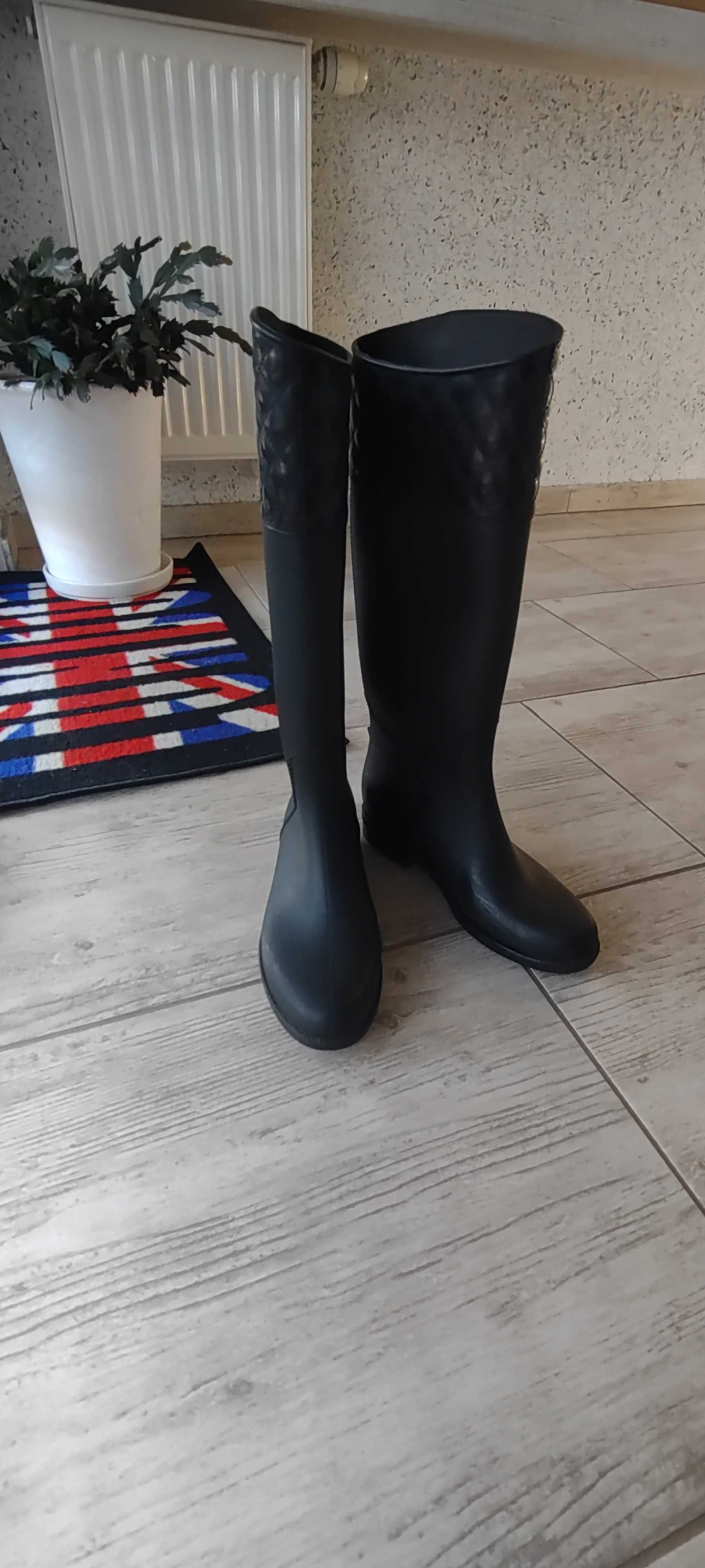 Eleganckie Gumowce czarne wysokie kalosze 36 gratis wysyłka