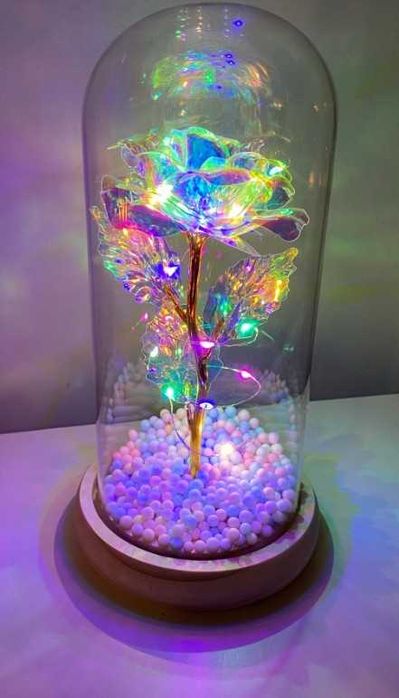 Prezent dla żony, dziewczyny, mamy, babci wieczna róża niebieska led