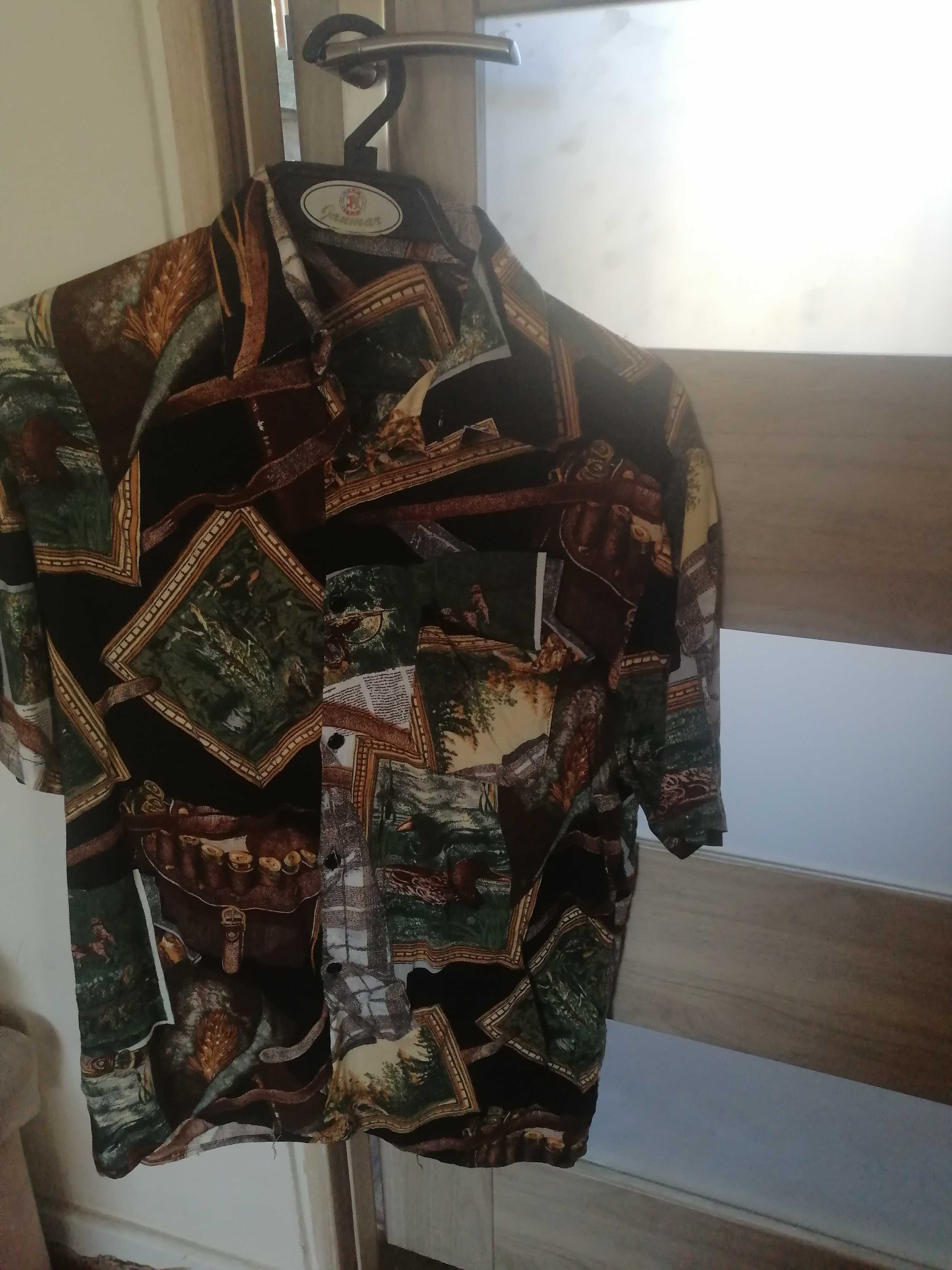 Koszula męska na lato wzory myśliwskie,polowanie vintage , S/M