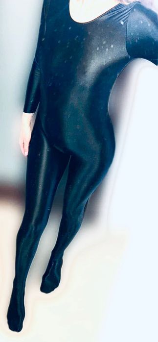 Czarny kombinezon overal z lycra catsuit jak latex