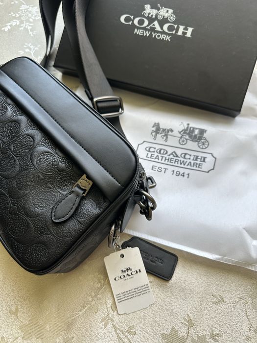 Сумка Coach коуч коач месенжер шкіряний через плече