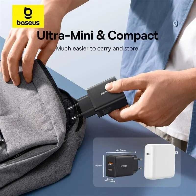 Ładowarka BASEUS cube 20w  3.0 PD, 3.0 QC 2 gniazda EU USB-C + USB-A