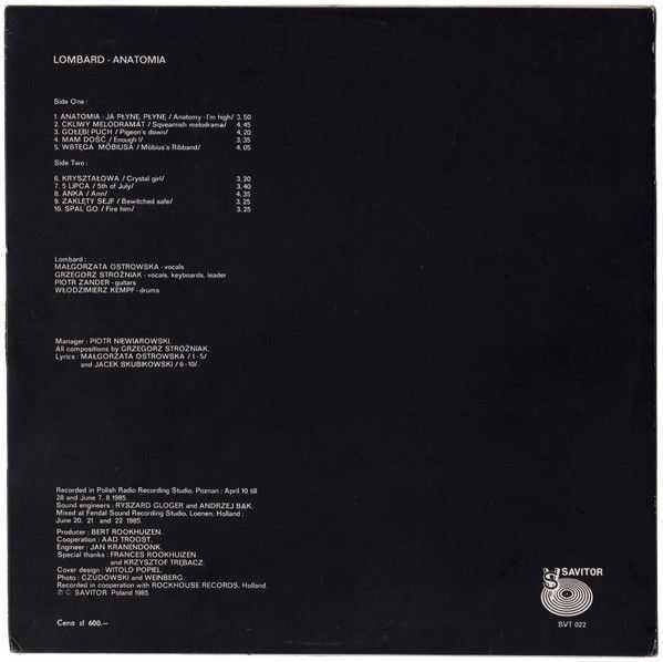 Płyta winylowa LOMBARD - ANATOMIA  1 -Press 1985 Savitor ‎– SVT 022 NM
