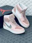 Nike Air Retro Jordan 1 pink-grey кроссовки хайтопы