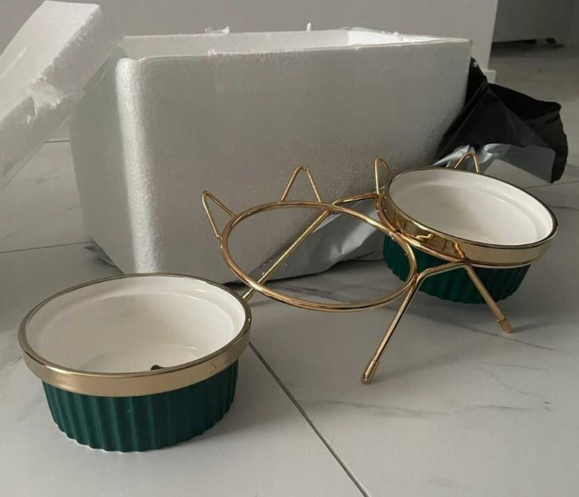 Miski miska dla psa na karmę i wodę dla kota złote  glamour eleganckie