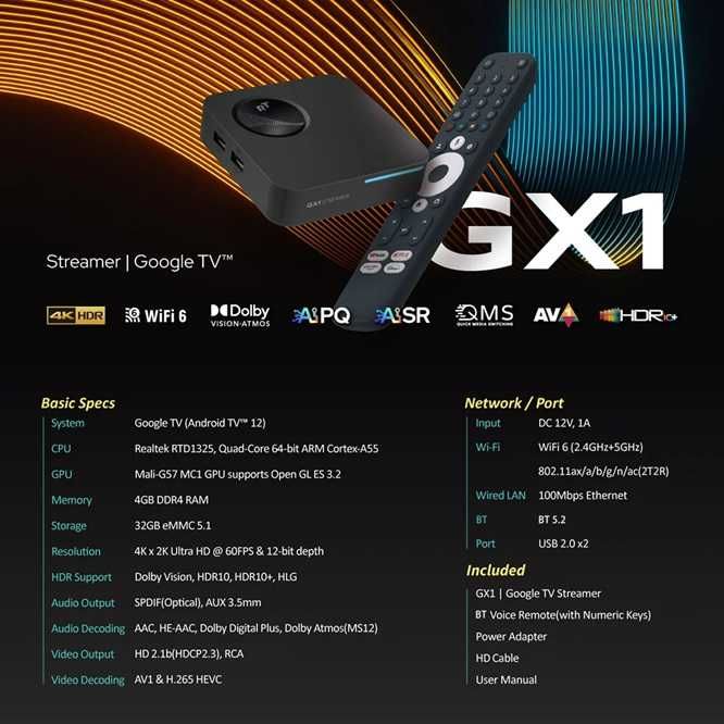 ТВ приставка RockTek GX1 4/32 GB Android Google smart tv box
