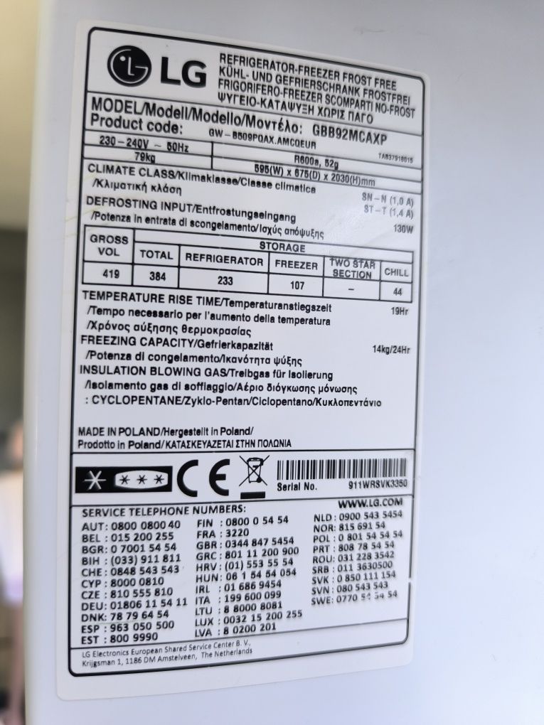 Frigorífico LG- inverter -Total no Frost
