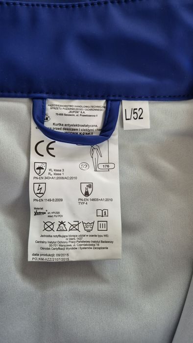 Kurtka antyelektrostatyczna, chroniąca przed deszczem roz. L 52