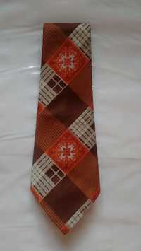 Мужской галстук советский коричневый оранжевый