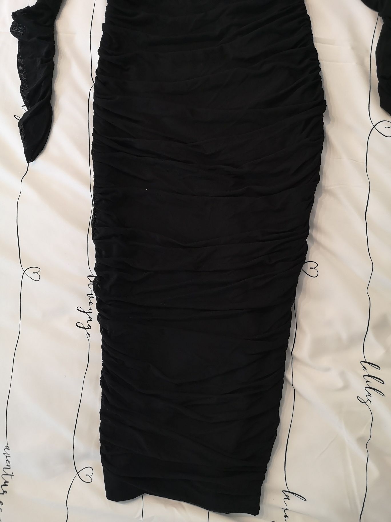 Nowa marszczona sukienka midi tuba obcisła sexi sukienka czarna