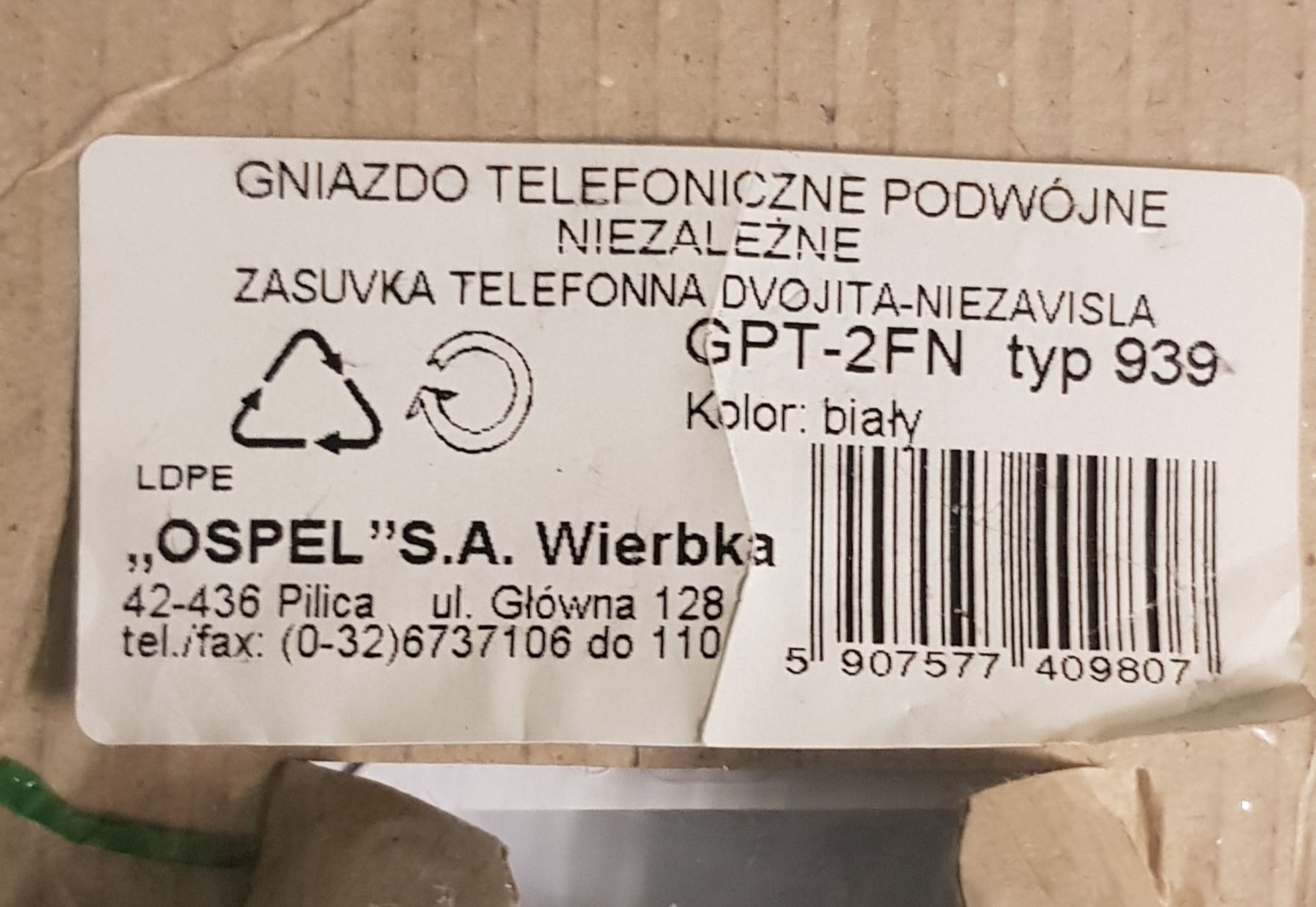 Gniazdo telefoniczne podwójne,  niezależne