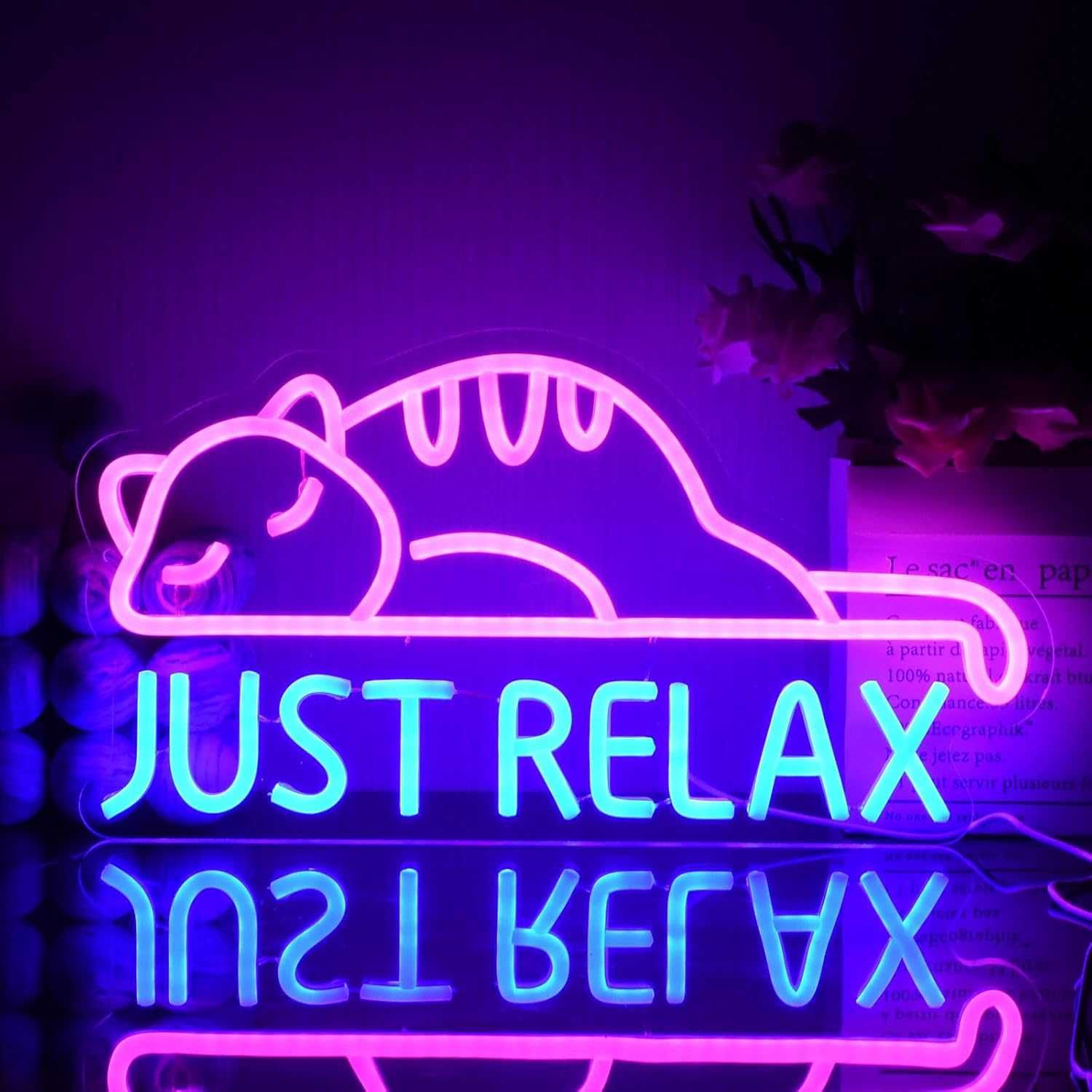 Reclamo Luminoso Néon LED em Acrílico para Decoração - Just Relax