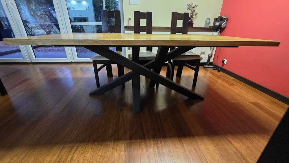 Stół dębowy 200x100 cm lite drewno dębowe nogi pająk