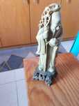 Estatueta de sábio chinês em pedra-sabão esculpida, deus asiático .