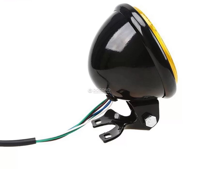 Farol frontal amarelo ou transparente moto cafe racer