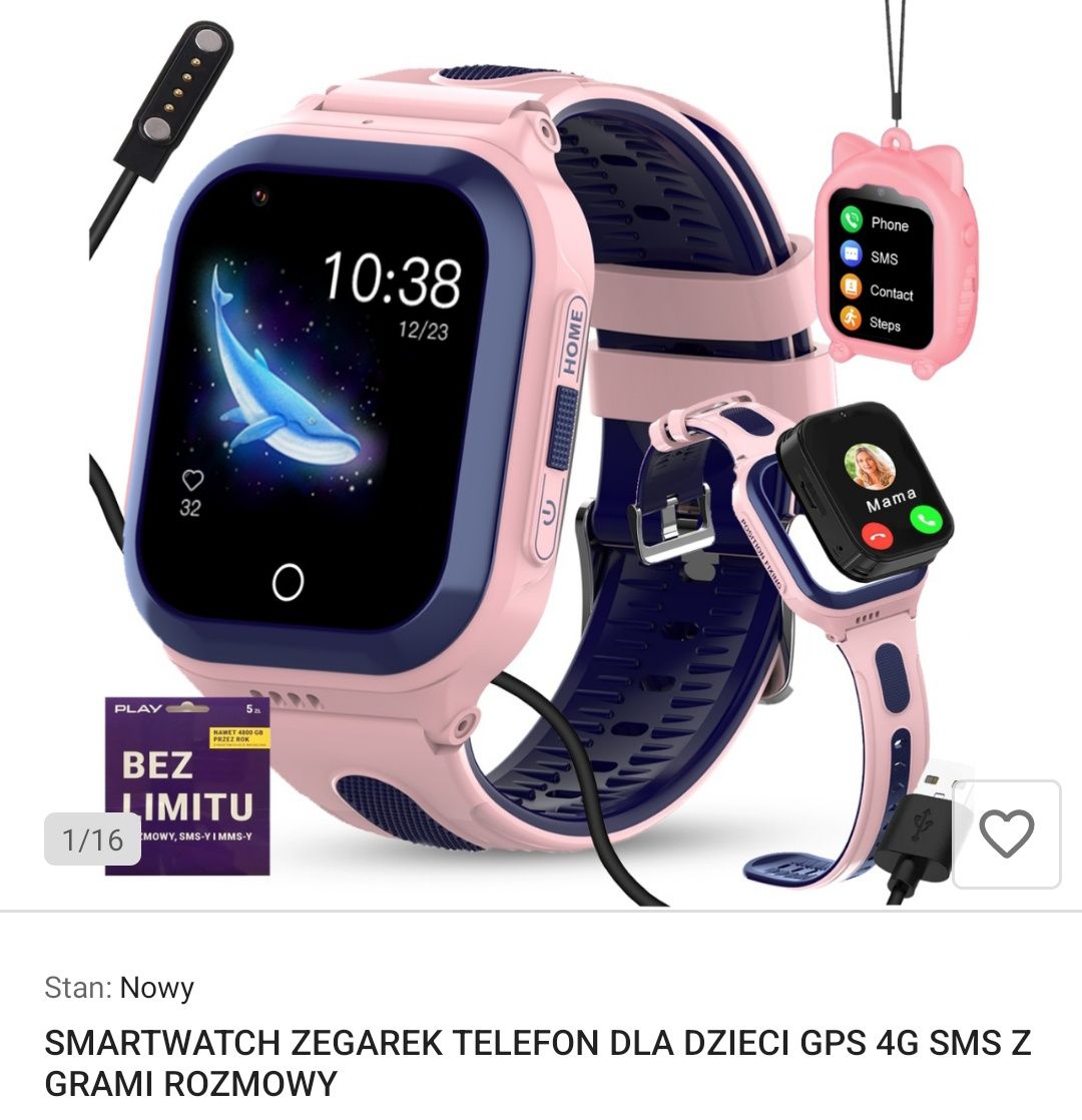 Smartwatch, zegarek, telefon dla dzieci  GPS 4G sms z grami , rozmowy