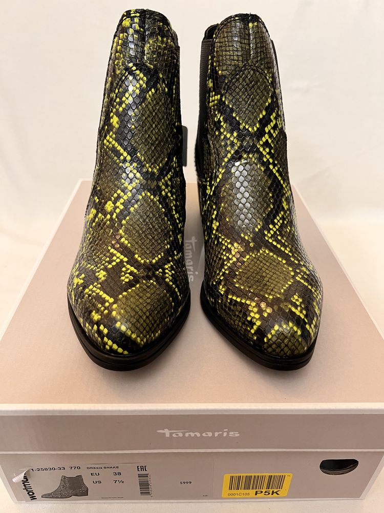 Nowe botki kowbojki Tamaris wąż rozmiar 38