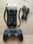 Pad Ps4 Sony Dualshock 4+ 2x kontroler ruchu Move Ps4 kable oryginaln
