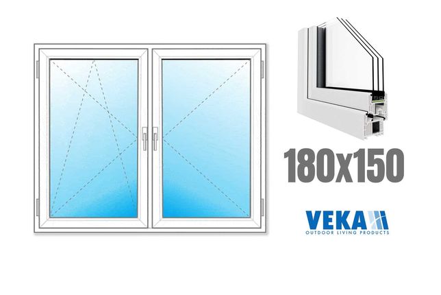 Okno PCV 180x150  rozwierno-uchylne + rozwierne | Veka Softline 82