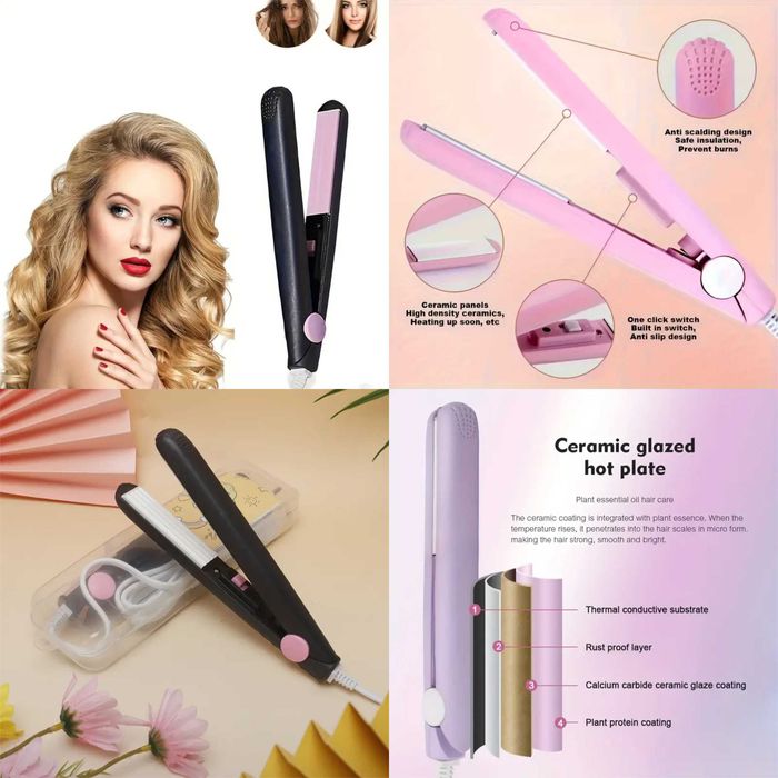 Mini alisador e modelador de cabelo 2-em-1 (portátil). Novo.