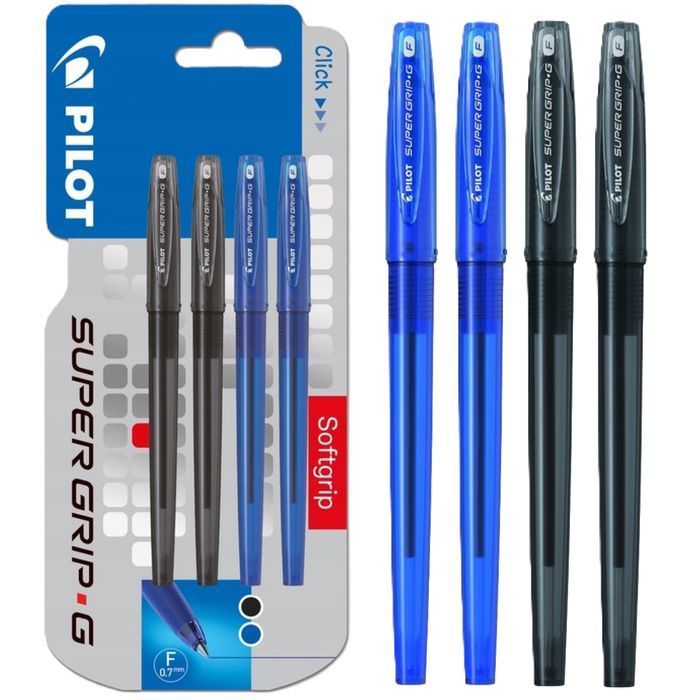 Pilot Super Grip G Fine 4X Długopis Olejowy Ze Skuwką Niebieski Czarny