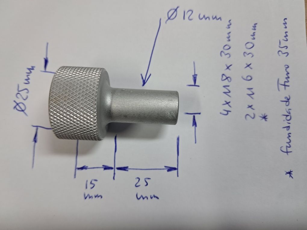 Botões em Aluminio eloxado