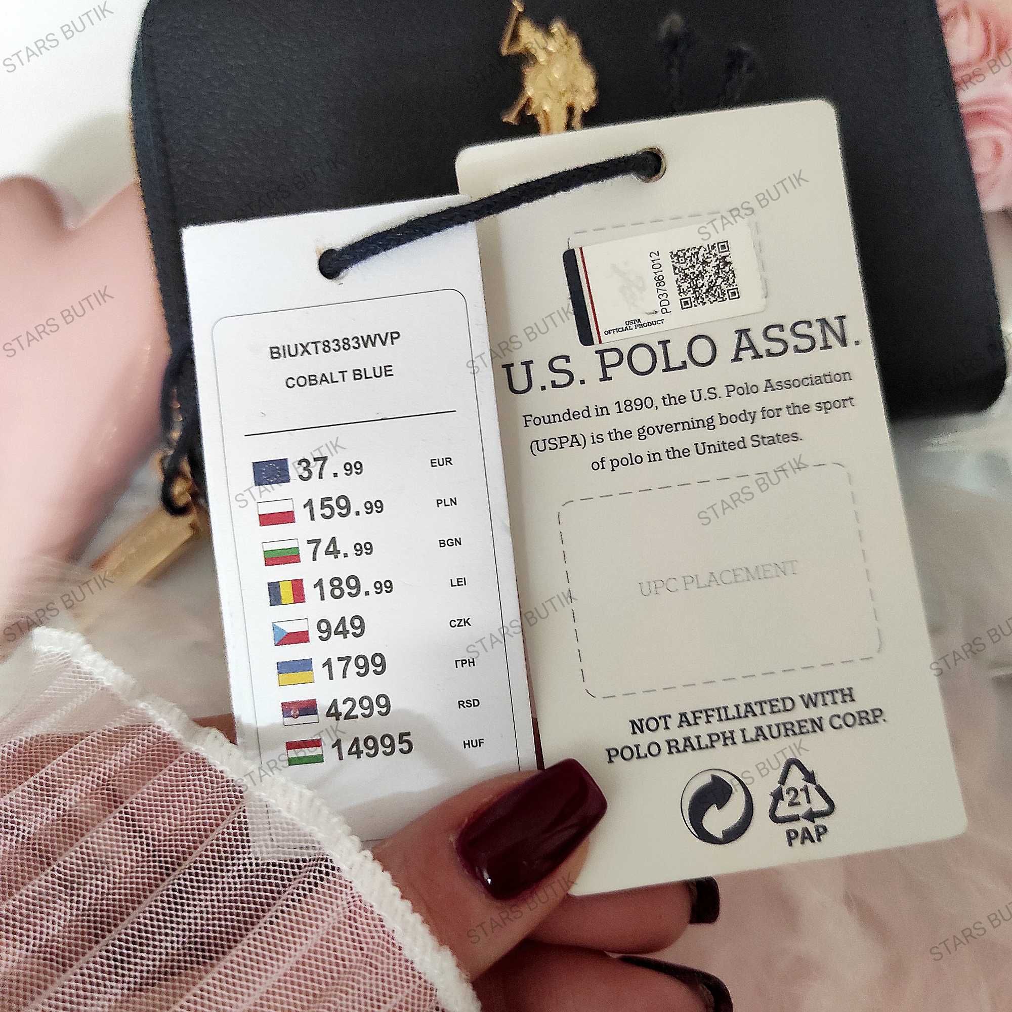 Damski portfel POLO kolor Cobalt Blue złote zamki nowy metki