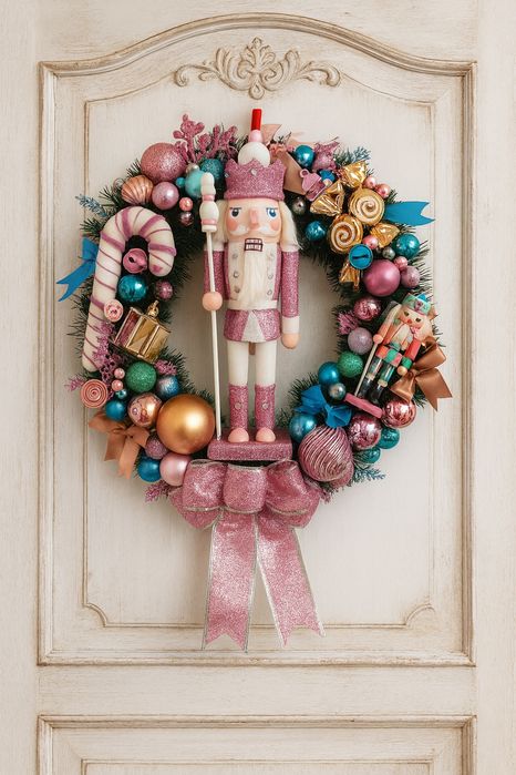 Wianek świąteczny Dziadek do orzechów, bajkowy, cukierkowy