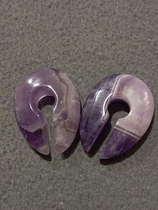 Сережки плаги  тонелі , з натурального каменю Аметист. 10-11 см