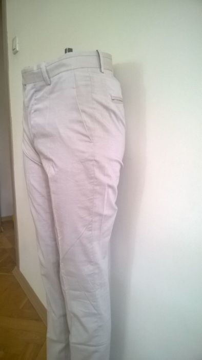 Spodnie męskie H&M, nowe, beżowe, slim fit, rozmiar 44