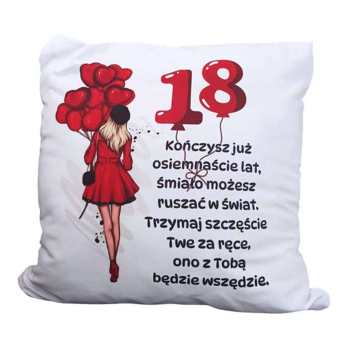 Poduszka , życzenia na 18 urodziny