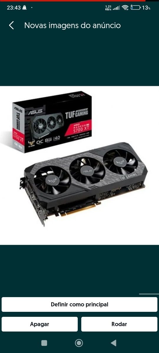 Placa Gráfica / GPU - ASUS TUF RX 5700XT OC NEGOCIÁVEL