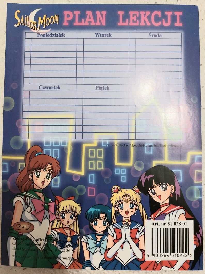 Plan lekcji Sailor Moon, Czarodziejka z Księżyca naklejany