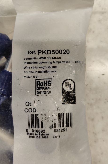 Накінечник ізольований трубчатий 50кв.мм - 10шт