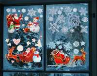 Новогодние новорічні наклейки на окна дед мороз снежинки ёлка сова