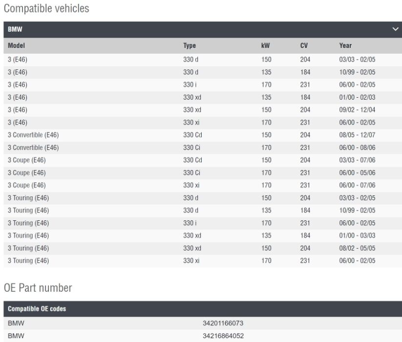 Kit discos de travão para BMW série 3 (E46) ** NOVOS **