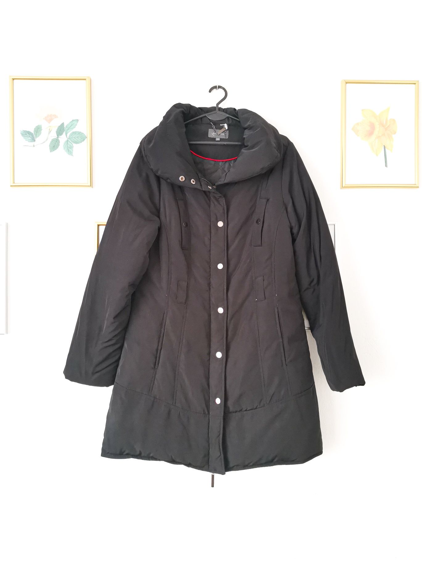 Czarna zimowa kurtka Reserved, 40, L, ciepła, pierze, puchowa