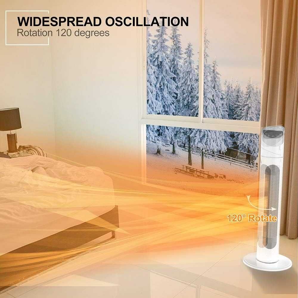 Aquecedor cerâmico com comando remoto e temporizador, 1000/2000w