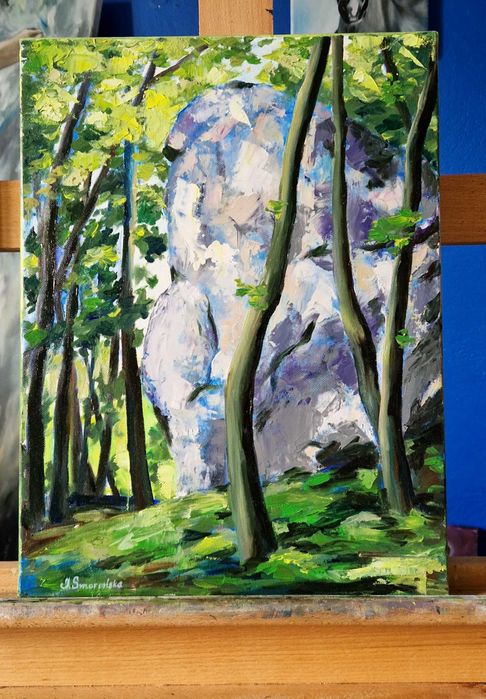 Obraz Skały w lesie, region wspinaczkowy Jęzory 30x40cm